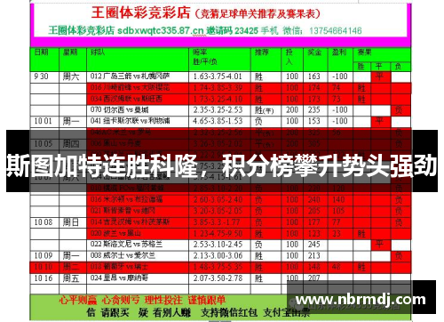斯图加特连胜科隆，积分榜攀升势头强劲